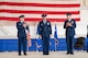 U.S. Air Force Lt. Gen. Michael Conley, left, commander Air Force Special Operations Command, applauds Col. Zach Blom, center, incoming 492nd Special Operations Wing commander, alongside Col. Patrick Wnetrzak, right, outgoing 492nd SOW commander during a change of command ceremony at Hurlburt Field, Florida, June 27, 2025