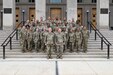 U.S. Army Lt. Gen. Paul A. Chamberlain, Military Deputy for Budget, Office of the Assistant Secretary of the Army for Financial Management and Comptroller, and U.S. Army Sgt. Maj. Terry L. Anderson Jr., Office of the ASA (FM&C) senior enlisted advisor, pose for a group photo with U.S. Army command sergeants major and sergeants major at the Pentagon, Arlington, Virginia, Feb. 11, 2025. (U.S. Army photo by Sgt. Joseph Spraktes)