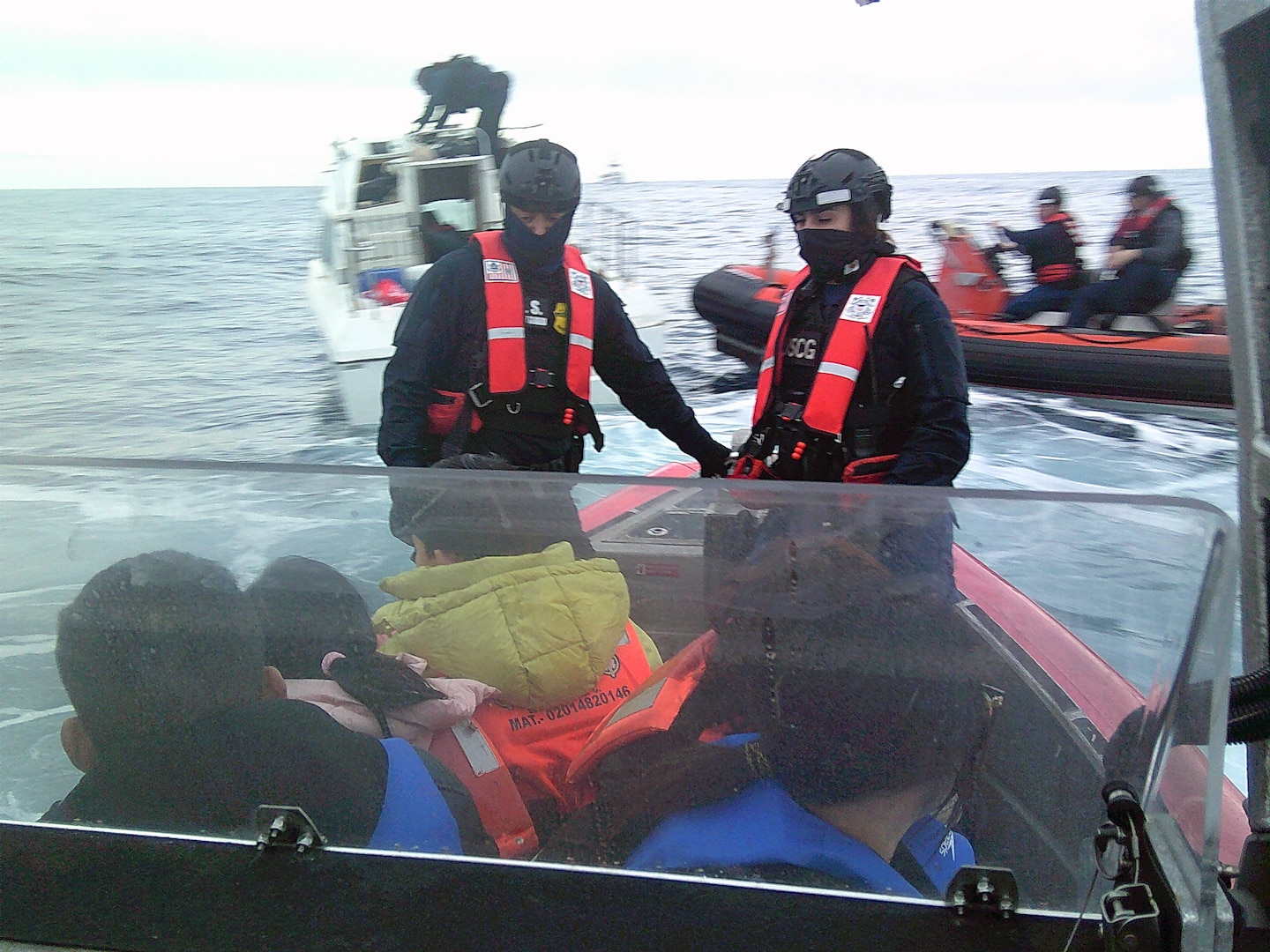 The crews of the Coast Guard Cutter Haddock and Cutter Forest Rednour interdicts 21 aliens aboard a 25-foot boat approximately 20 miles west of Point Loma, California, Feb. 28, 2025. The aliens were brought to Coast Guard Sector San Diego and transferred to U.S. Border Patrol personnel. (U.S. Coast Guard photo, courtesy Cutter Forest Rednour)