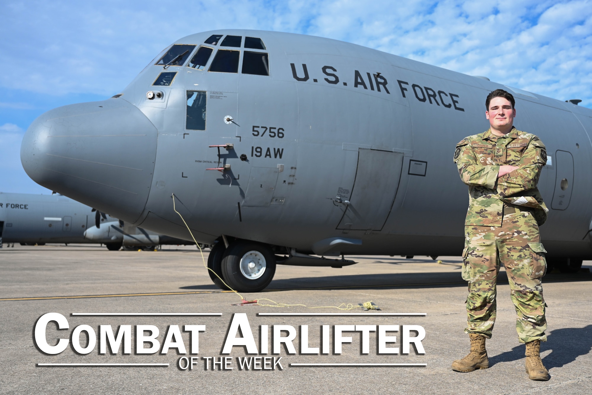 Senior Airman Jerrick Cooper, 19th Aircraft Maintenance Squadron C-130 journeyman, is selected as Combat Airlifter of the Week March 3, 2024.