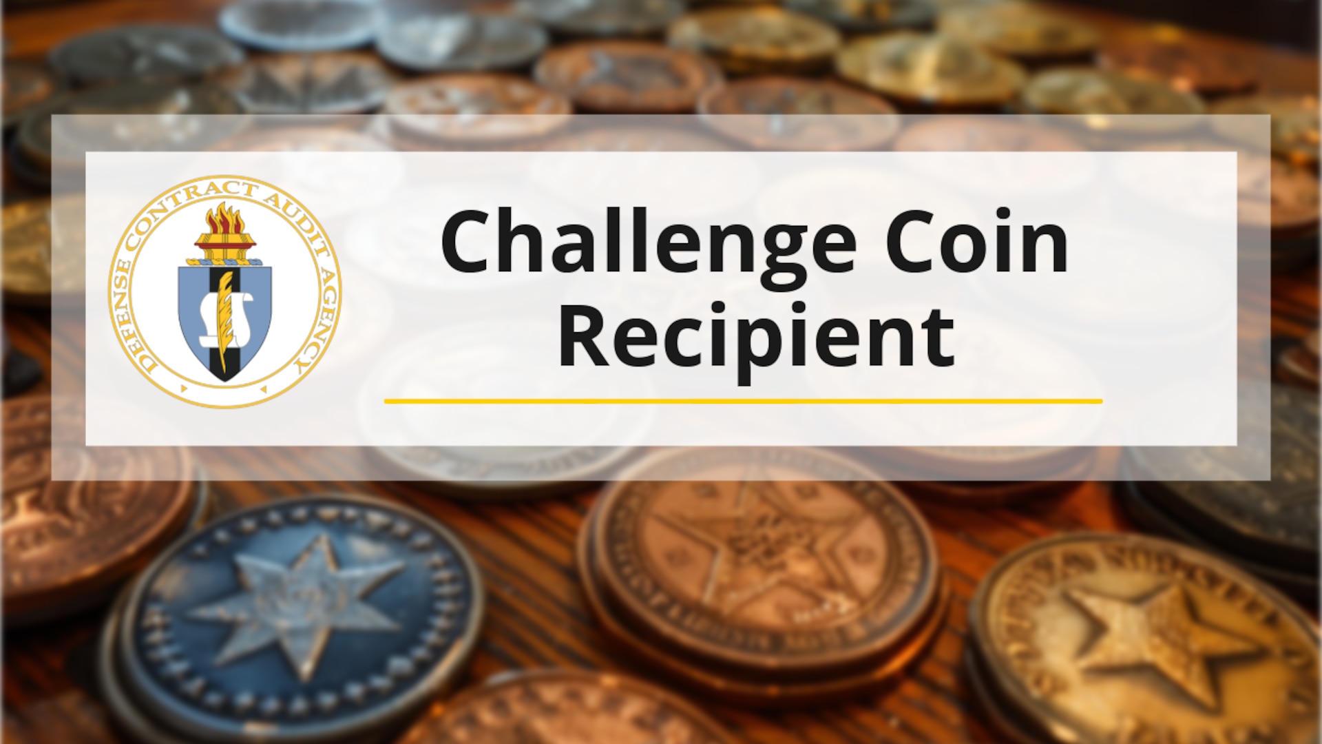 Visual banner with coins and text.