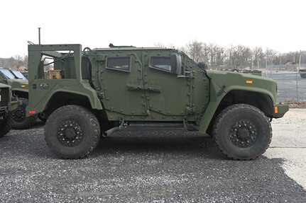 A Joint Light Tactical Vehicles, or JLTV, sits at Fort Indiantown Gap, Pa., on Feb. 27, 2005. The 56th Stryker Brigade Combat Team is receiving 324 upgraded Stryker vehicles and 300 JLTVs as part of a program to modernize the brigade. (Pennsylvania National Guard photo by Brad Rhen)