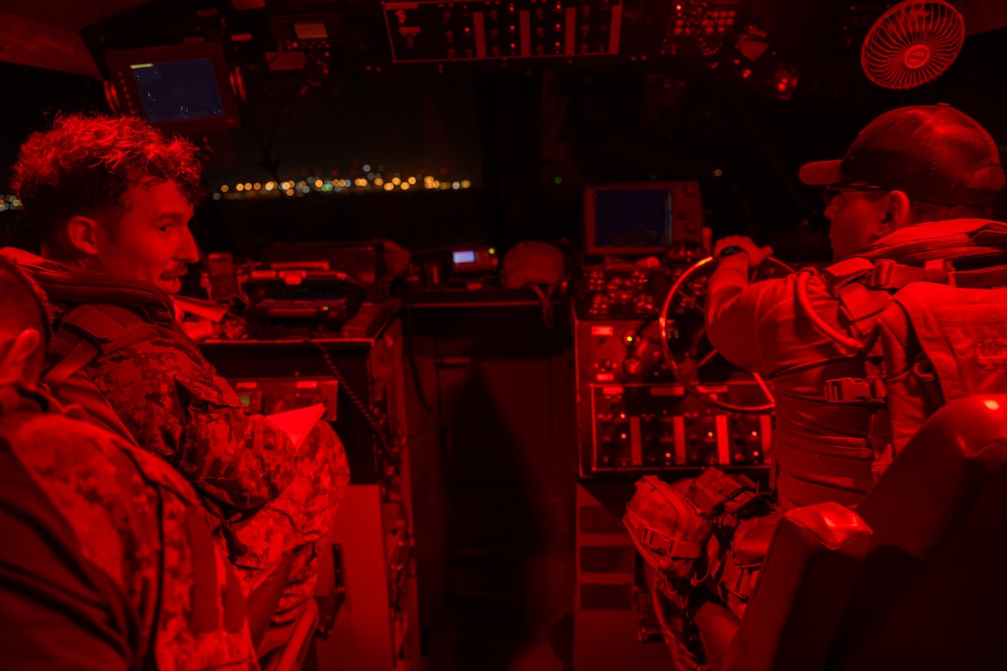 Sailors from Maritime Expeditionary Security Squadron (MSRON) 1 stationed at Camp Lemonnier, Djibouti, practice night operations at the Port of Djibouti, Aug. 1, 2024.