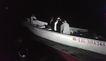 A makeshift vessel used to transport five illegal aliens shortly after being interdicted by a Puerto Rico Police marine unit off Aguadilla, Puerto Rico, Feb. 28, 2025. Coast Guard Cutter Joseph Tezanos repatriated two of the aliens to the Dominican Republic, transferred one other to U.S. Border Patrol agents for prosecution in Puerto Rio, and turned over two special interest aliens to Homeland Security Investigations special agents for their removal. (U.S. Coast Guard photo)
