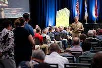 Adm. Samuel J. Paparo, commander of U.S. Indo-Pacific Command, delivers the keynote address at the annual Pacific Operational Science & Technology Conference at the Hawaii Convention Center in Honolulu, March 3, 2025.