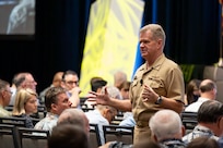 Adm. Samuel J. Paparo, commander of U.S. Indo-Pacific Command, delivers the keynote address at the annual Pacific Operational Science & Technology Conference at the Hawaii Convention Center in Honolulu, March 3, 2025