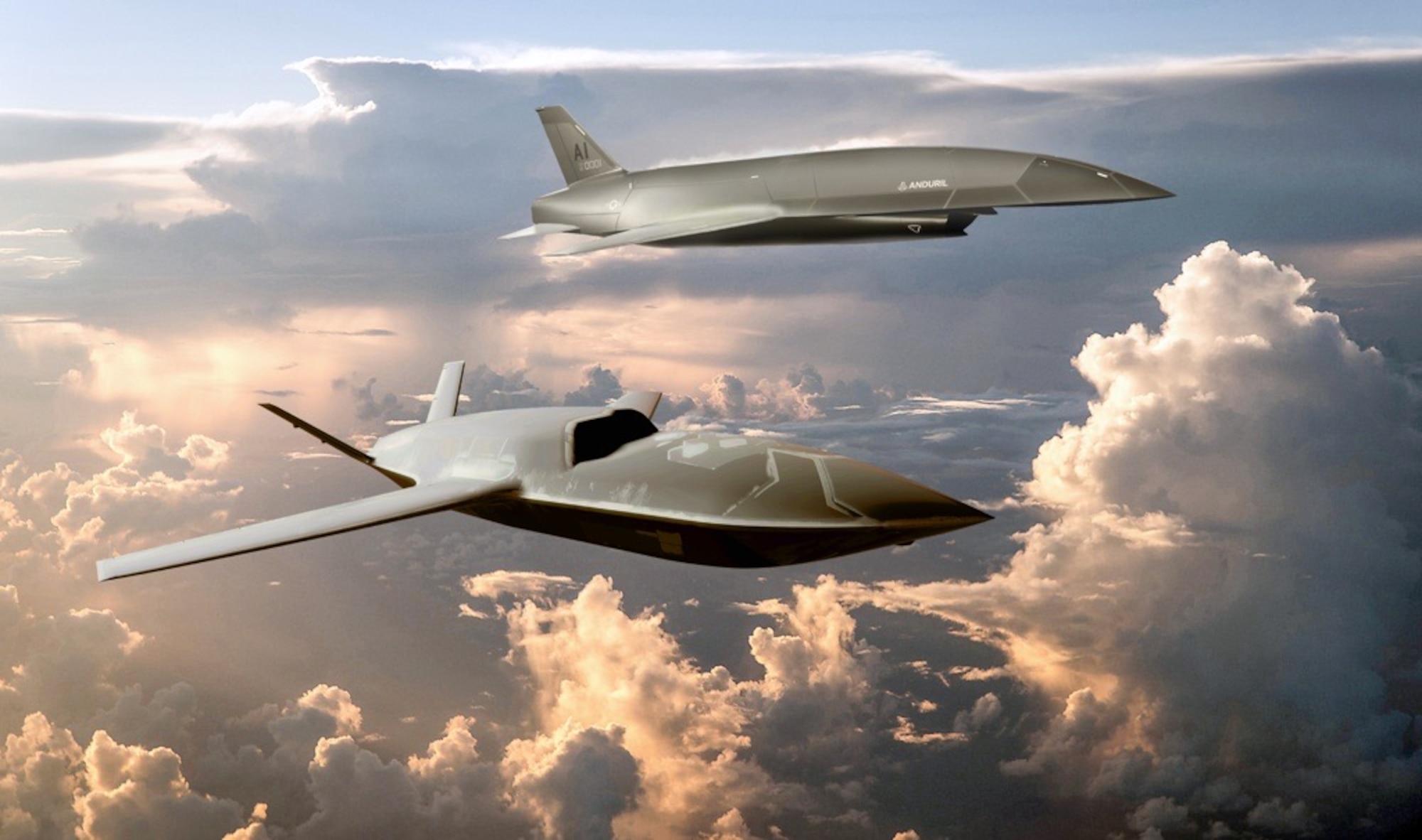 Aircraft fly through the sky.