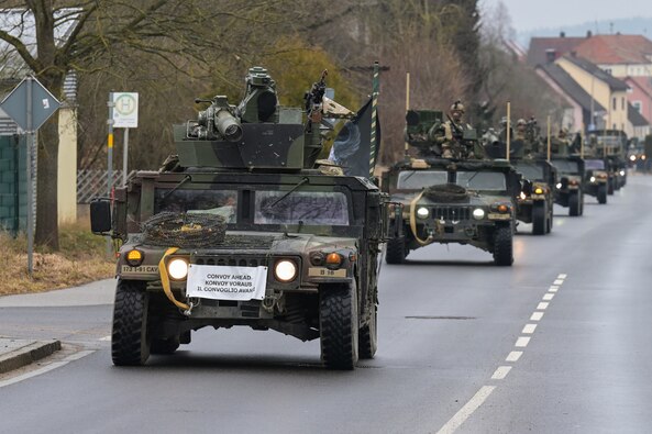 173rd Airborne Brigade convoy movement to Hohenfels Training Area, Germany