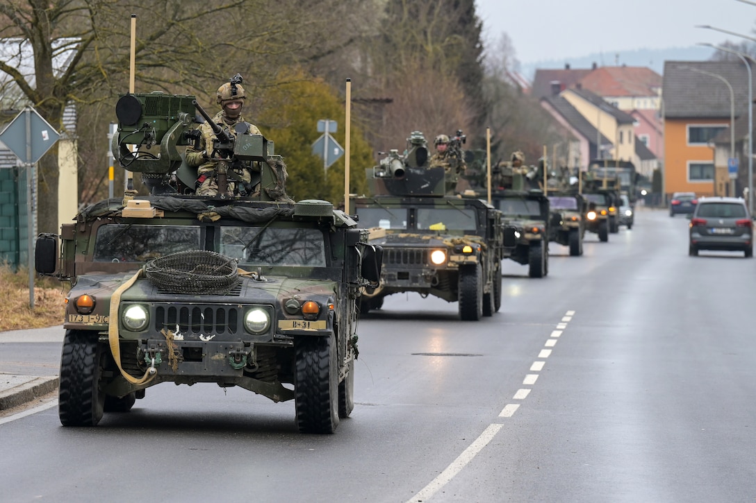 173rd Airborne Brigade convoy movement to Hohenfels Training Area, Germany