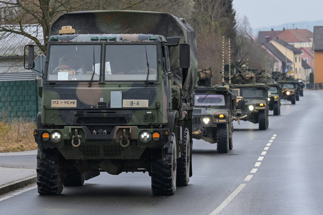 173rd Airborne Brigade convoy movement to Hohenfels Training Area, Germany