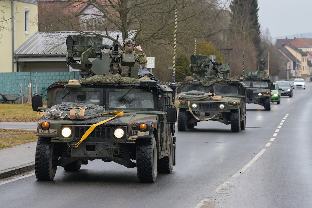 173rd Airborne Brigade convoy movement to Hohenfels Training Area, Germany