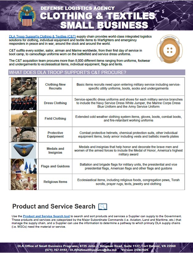 C&T brochure covers what C&T procures, product & service search, where to find procurement opportunities, industry information links, major spend pattern, and contact information.