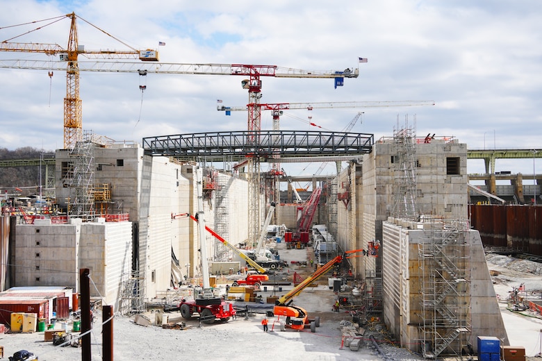 The Chickamauga Lock chamber is seen under construction on March 4, 2025 in Chattanooga, Tennessee.