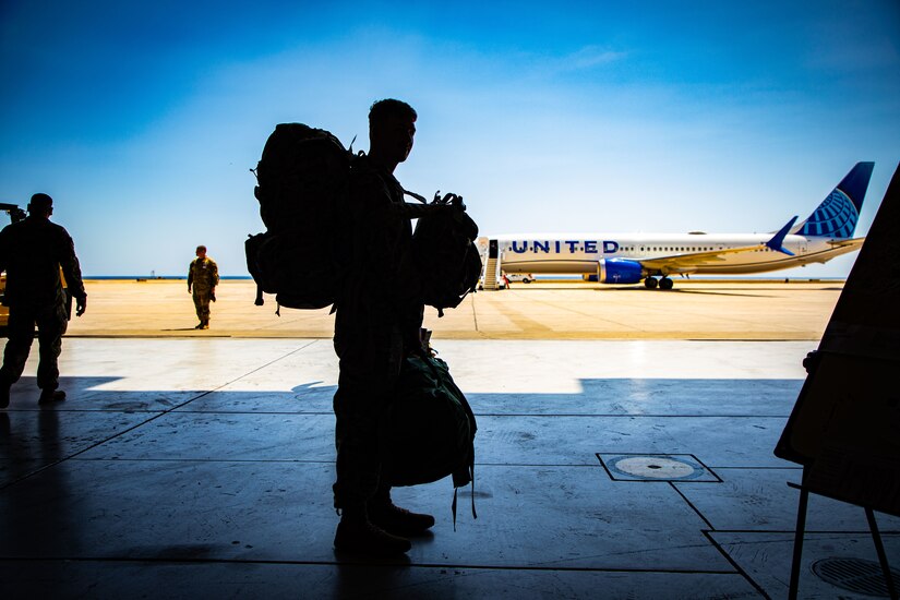 Department of Defense service members arrive to Naval Station Guantanamo Bay, Cuba, Feb. 28, 2025. Joint Task Force Southern Guard is supporting illegal aliens holding operations led by the Department of Homeland Security at Naval Station Guantanamo Bay, Cuba. (U.S. Army photo by Staff Sgt. ShaTyra Cox)