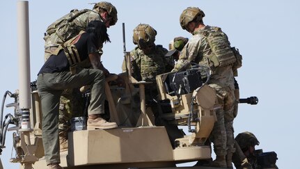 Soldiers from 2-130th Infantry Regiment hone their skills in counter UAS (Unmanned Aerial Systems) training at McGregor Range, N.M. Utilizing cutting-edge technology and tactical expertise, they stay ahead of emerging threats to ensure war fighting success and national security.