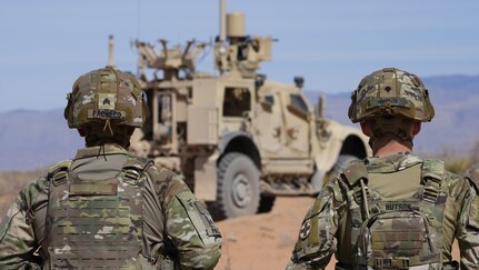 Soldiers from 2-130th Infantry Regiment hone their skills in counter UAS (Unmanned Aerial Systems) training at McGregor Range, N.M. Utilizing cutting-edge technology and tactical expertise, they stay ahead of emerging threats to ensure war fighting success and national security.