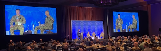  U.S. Space Force Col. Ernest Schmitt, Mission Delta 4 commander, participates in a session titled Missile Warning and Tracking for Next-Gen Threats at the 2025 Air and Space Forces Association Warfare Symposium in Aurora, Colo., March 4, 2025.