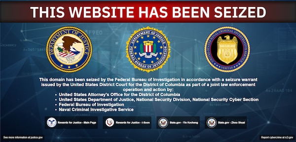 This website has been seized - banner: justice.gov and ic3.gov