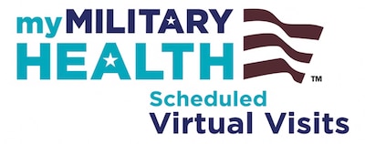 Photo graphic courtesy of the Defense Health Agency with the words "My Military Health" (TM) and "Scheduled Virtual Visits"