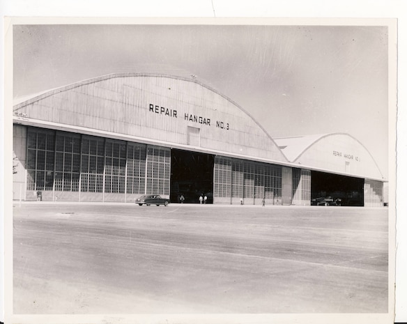 Building 225, an airplane repair hangar on the east side of the Hill Air Force Base, seen in the 1940s.  The hangar was used for upgrade, maintenance and repair work, and is an integral part of the military’s history in Utah. The building was recently listed on the National Register of Historic Places.  (Courtesy photo)