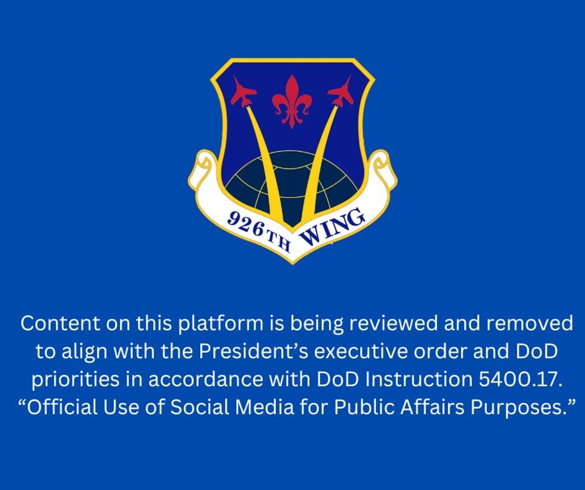 Content on this platform is being reviewed to align with the President's executive order and DoD priorities