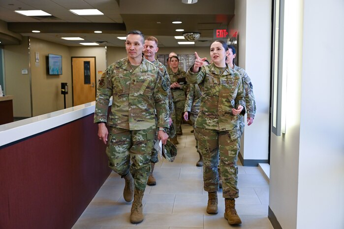 U.S. Air Force Lt. Gen. Thomas Hensley,

Commander, 16th Air Force (Air Forces

Cyber), tours the 9th Medical Group

(MDG) at Beale Air Force Base,

California, Feb. 20, 2025.