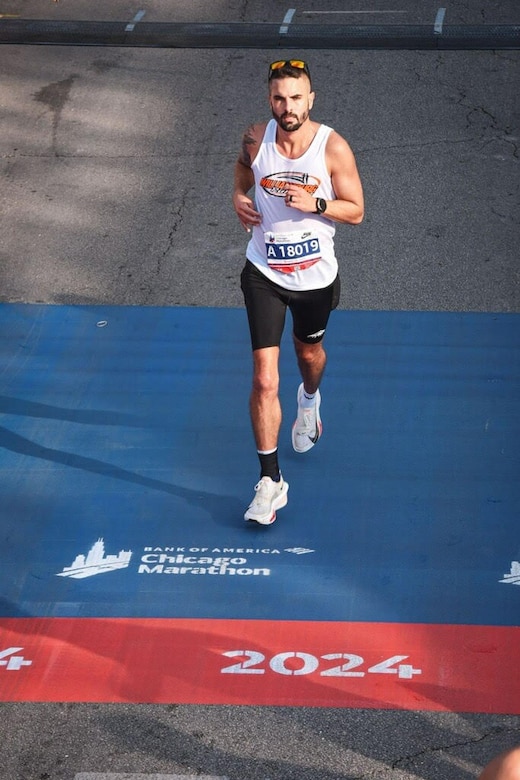 Born and raised in the small town of Williamsburg Kentucky, Army Staff Sgt. Chad Terry started running during his sophomore year of high school. Here he is running the Chicago Marathon.