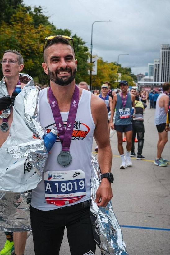 Born and raised in the small town of Williamsburg Kentucky, Army Staff Sgt. Chad Terry started running during his sophomore year of high school. Here he is running the Chicago Marathon.