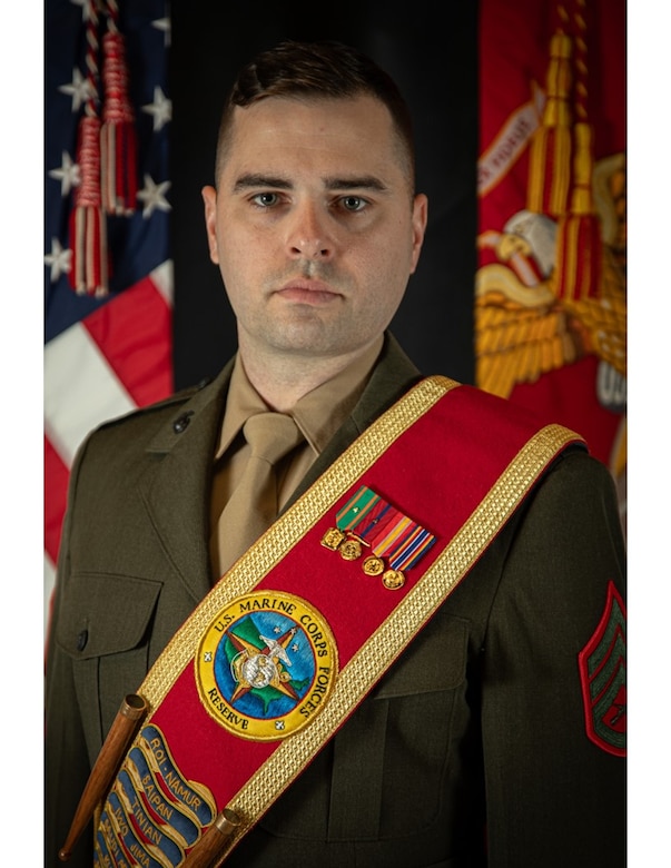 SSgt. Christopher Miller is the Drum Major for the Marine Forces Reserve Band.