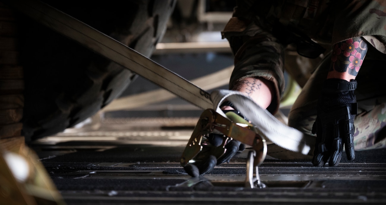 Airman secures vehicle