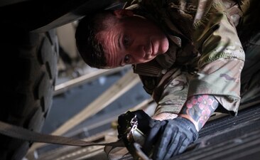 Airman secures vehicle