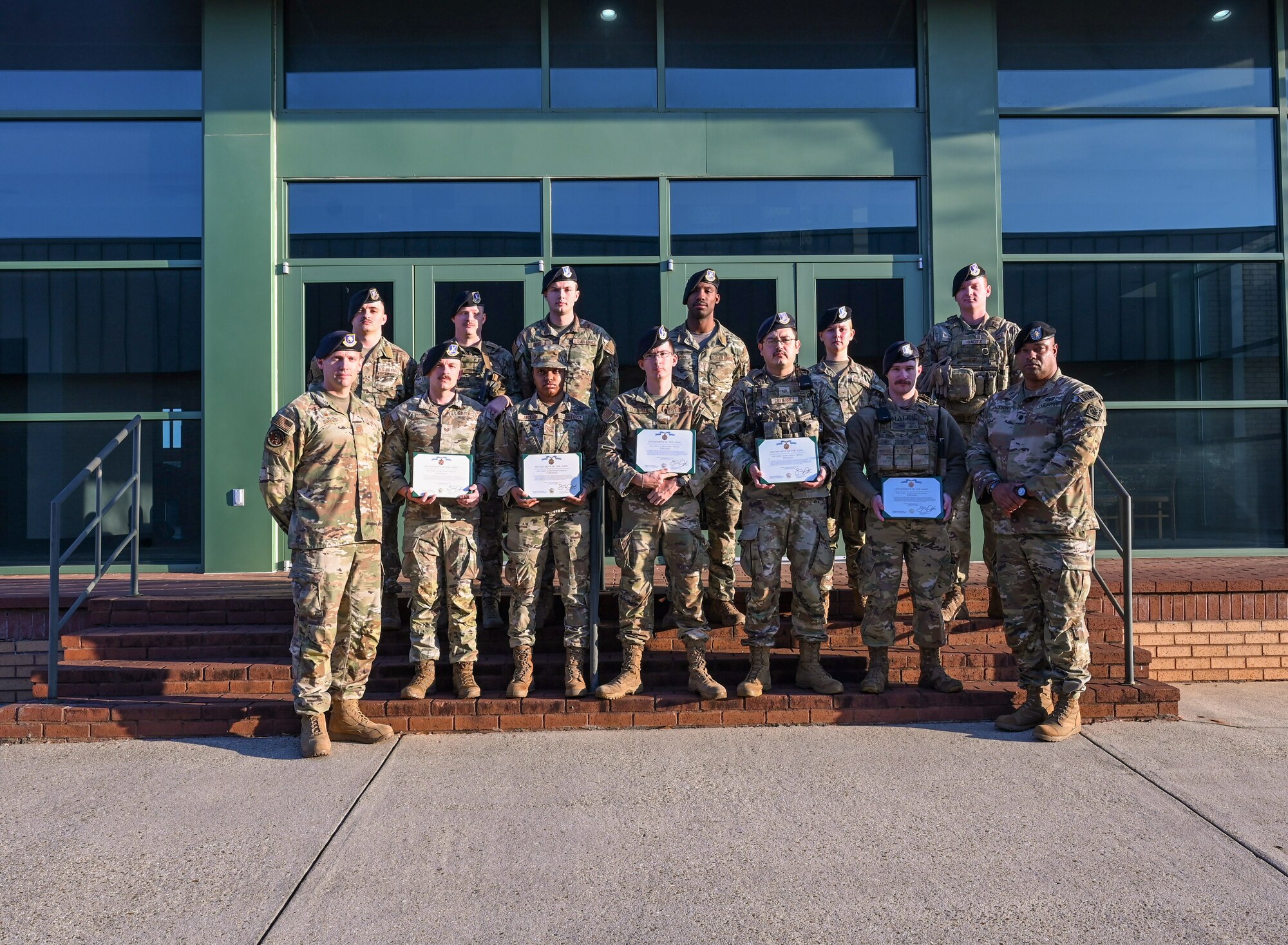 Members of the 186th Security Forces Squadron and one member of the 186th Logistics Readiness Squadron were presented Army Achievement Medals, Mar. 1, 2025.