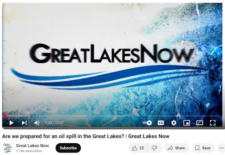 Logo of Great Lakes NOW, powered by Detroit PBS, link to video hosted on YouTube.