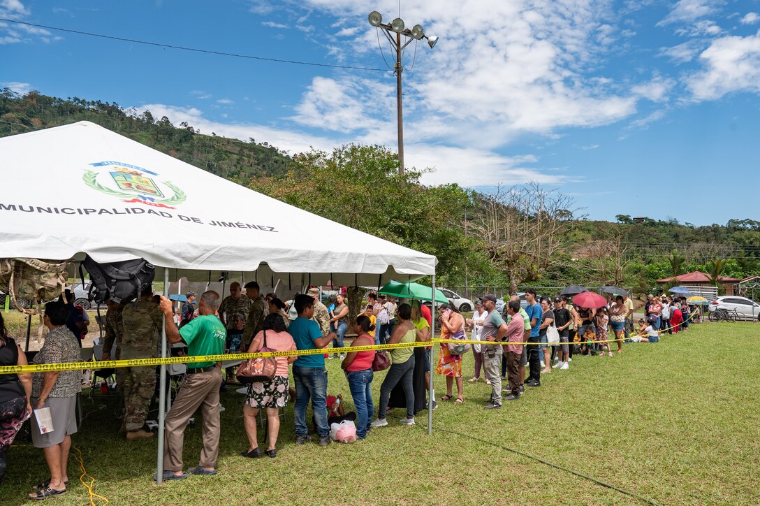 Patients await to be seen during a Medical Readiness Training Exercise in Pejibaye, Costa Rica, February 25, 2025.