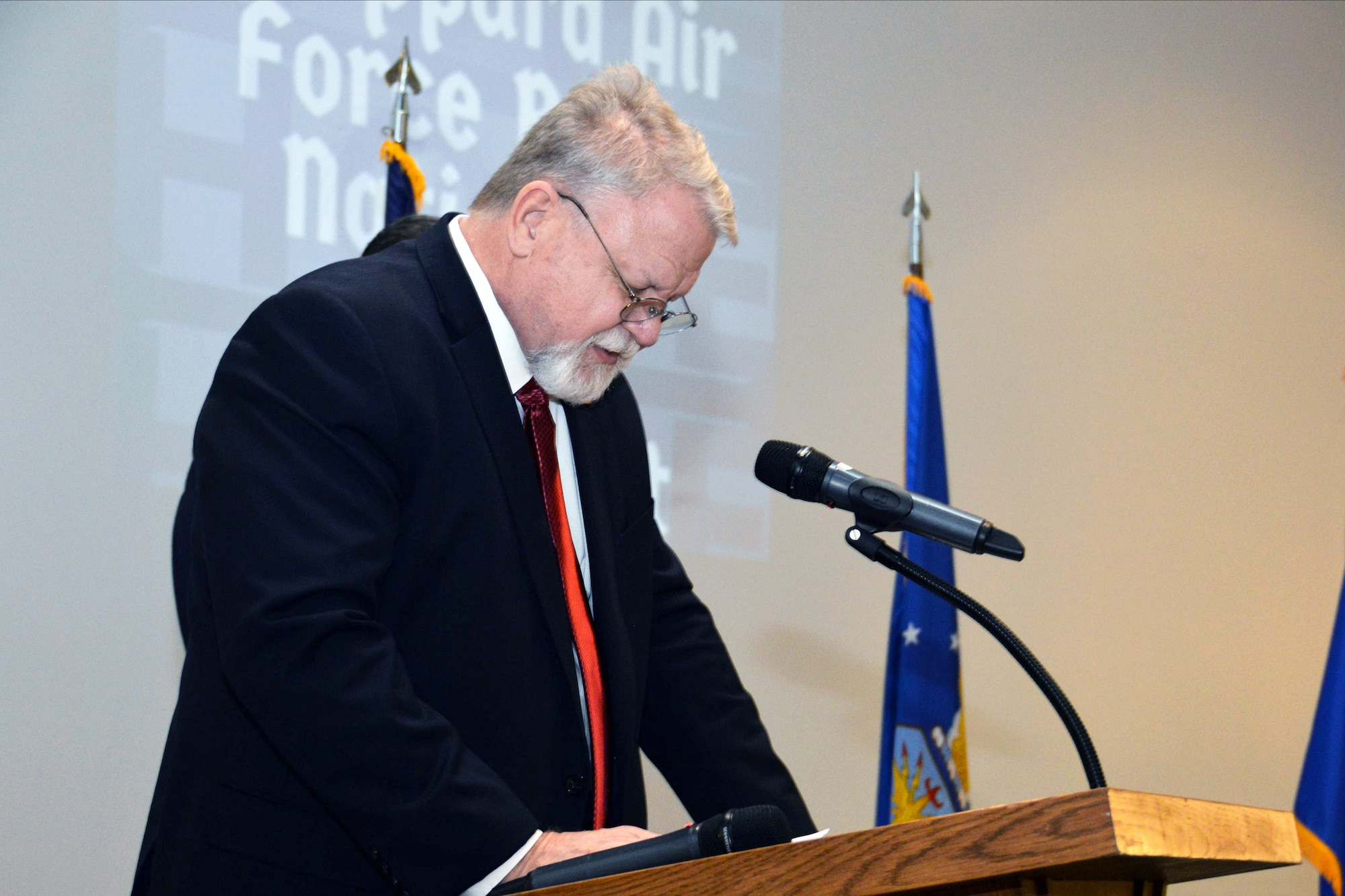 The Honorable Tim Short, Mayor, City of Wichita Falls, Texas delivers a prayer during the National Prayer Breakfast, February 19, 2025