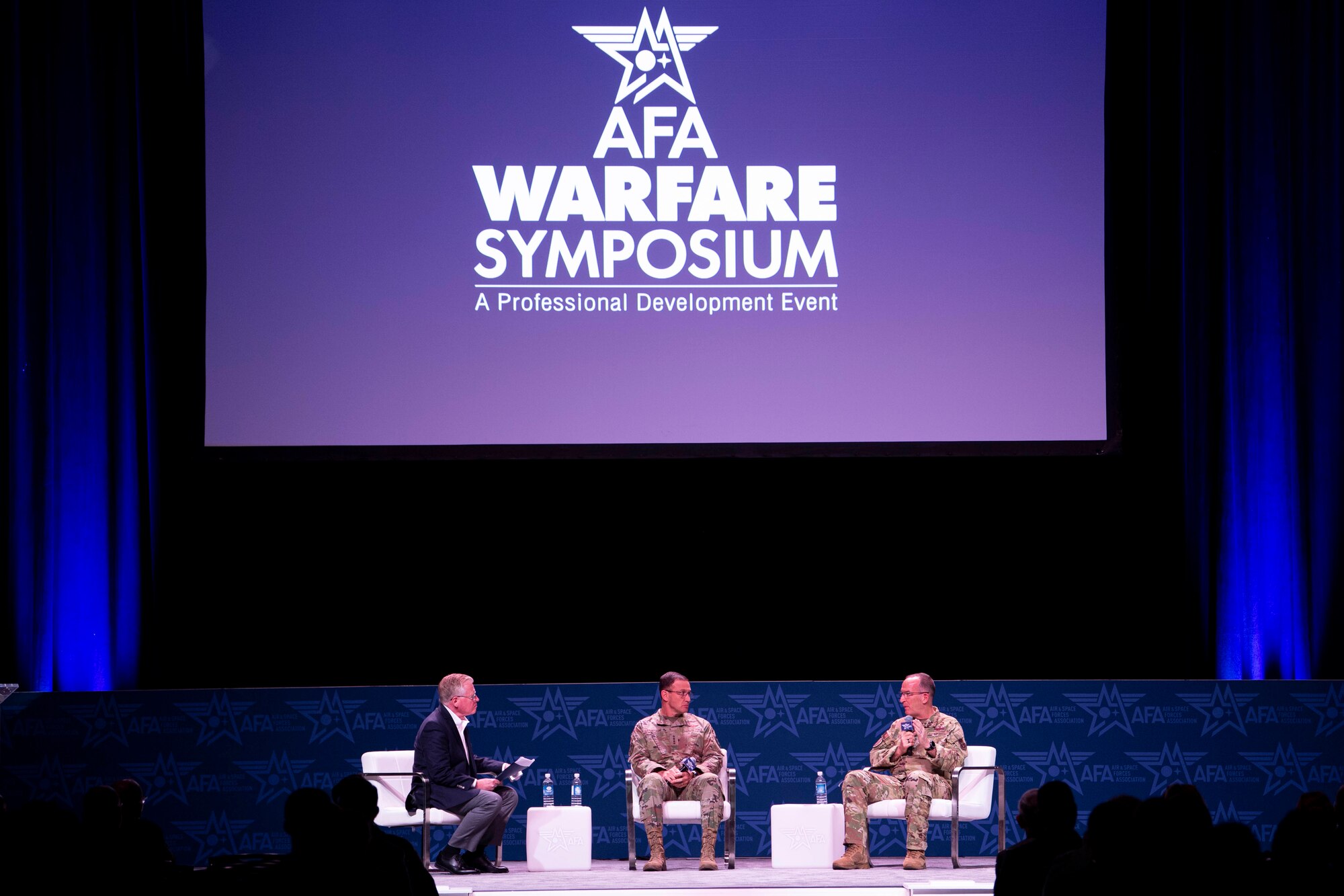 Gen. Johnny Lamontagne, commander of Air Mobility Command, participated in a panel discussing the importance of fueling and sustaining the fight for global power projection with Lt. Gen. John P. Healy, Chief of the Air Force Reserve and Air Force Reserve Command commander, March 5, at the 2025 Air & Space Forces Association Warfare Symposium.