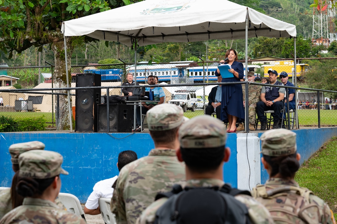 The Mayor of Pejibaye, Costa Rica, welcome Joint Task Force-Bravo members prior to a Medical Readiness Training Exercise, February 25, 2025.