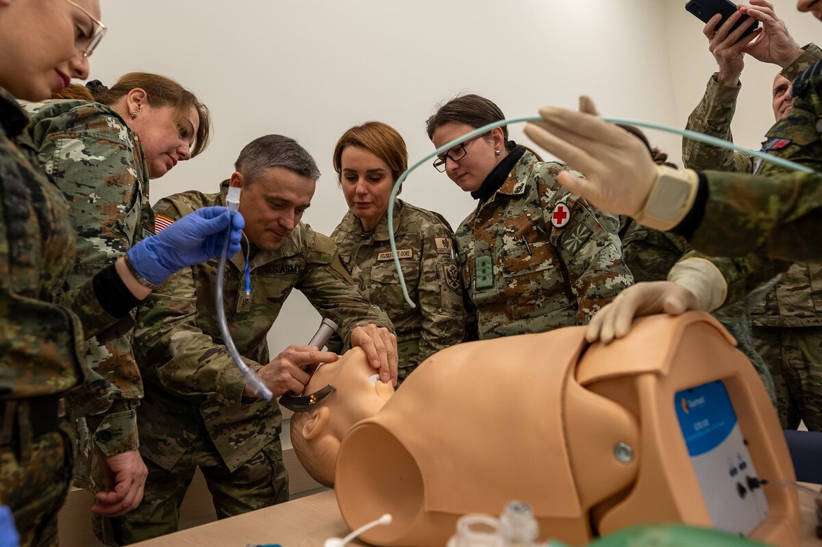 participants unify medical practices at the Military Medical Simulation Center in Sofia, Bulgaria, Feb. 26, 2025.
