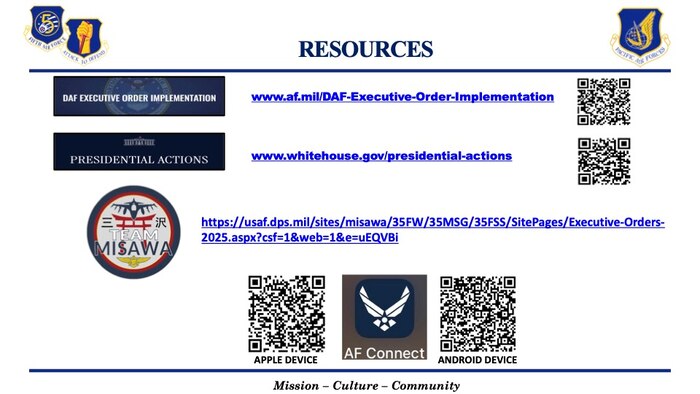 This is an image derived from the Town Hall: Policy Updates 05 March 2025 slides. This event and presentation served to communicate policies and changes to those stationed in Misawa Air Base, Japan.