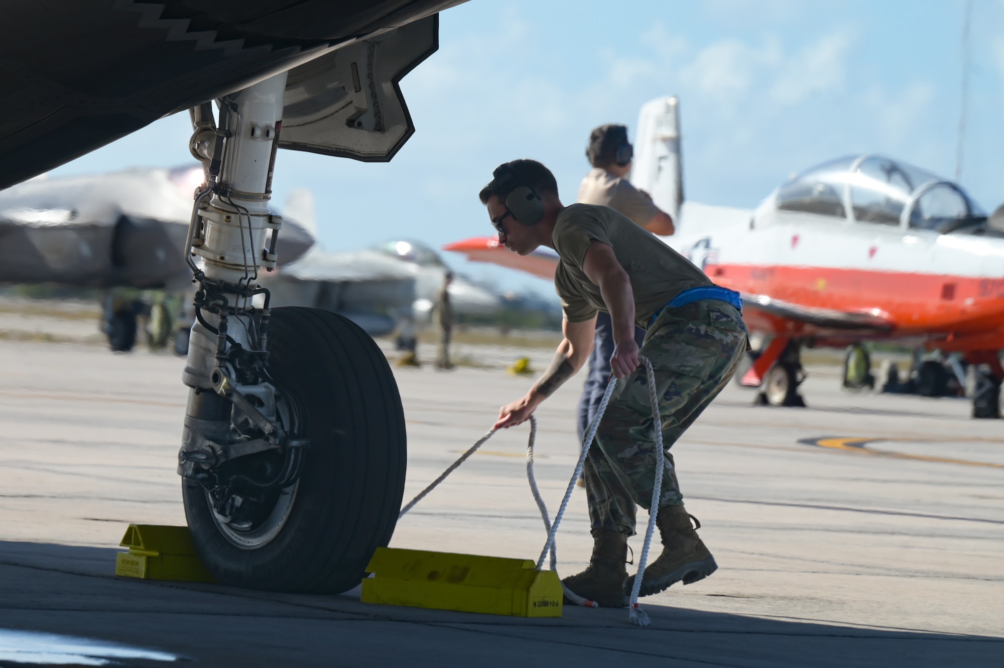 A photo of an Airman working.