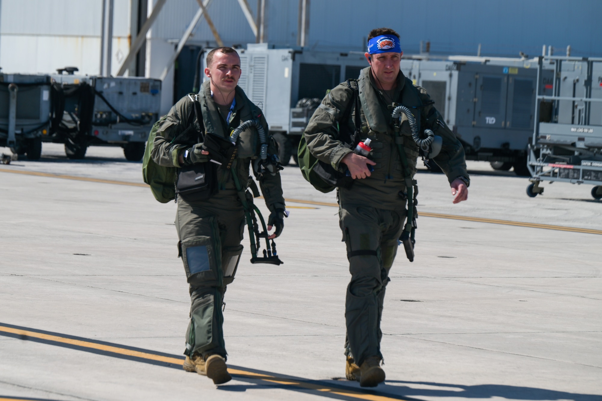 A photo of Airmen walking.