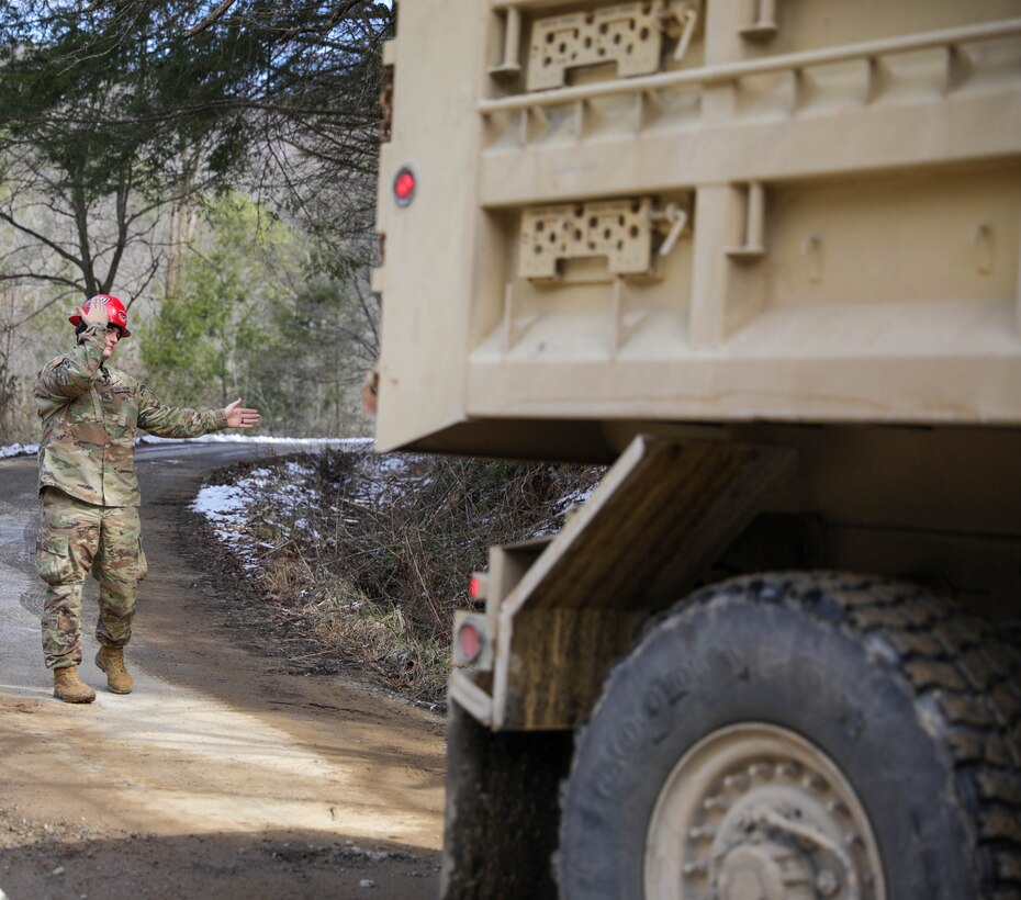 Kentucky National Guard Soldiers from the 207th Engineer Construction Company aided in flood relief efforts in Leslie County, Kentucky on February 22, 2025.