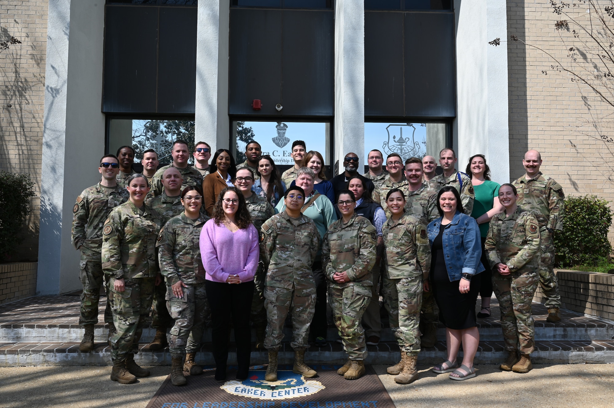U.S. Airmen from the Force Support Professional Development School pose for a photo at Maxwell Air Force Base, Alabama, Feb. 26, 2025.