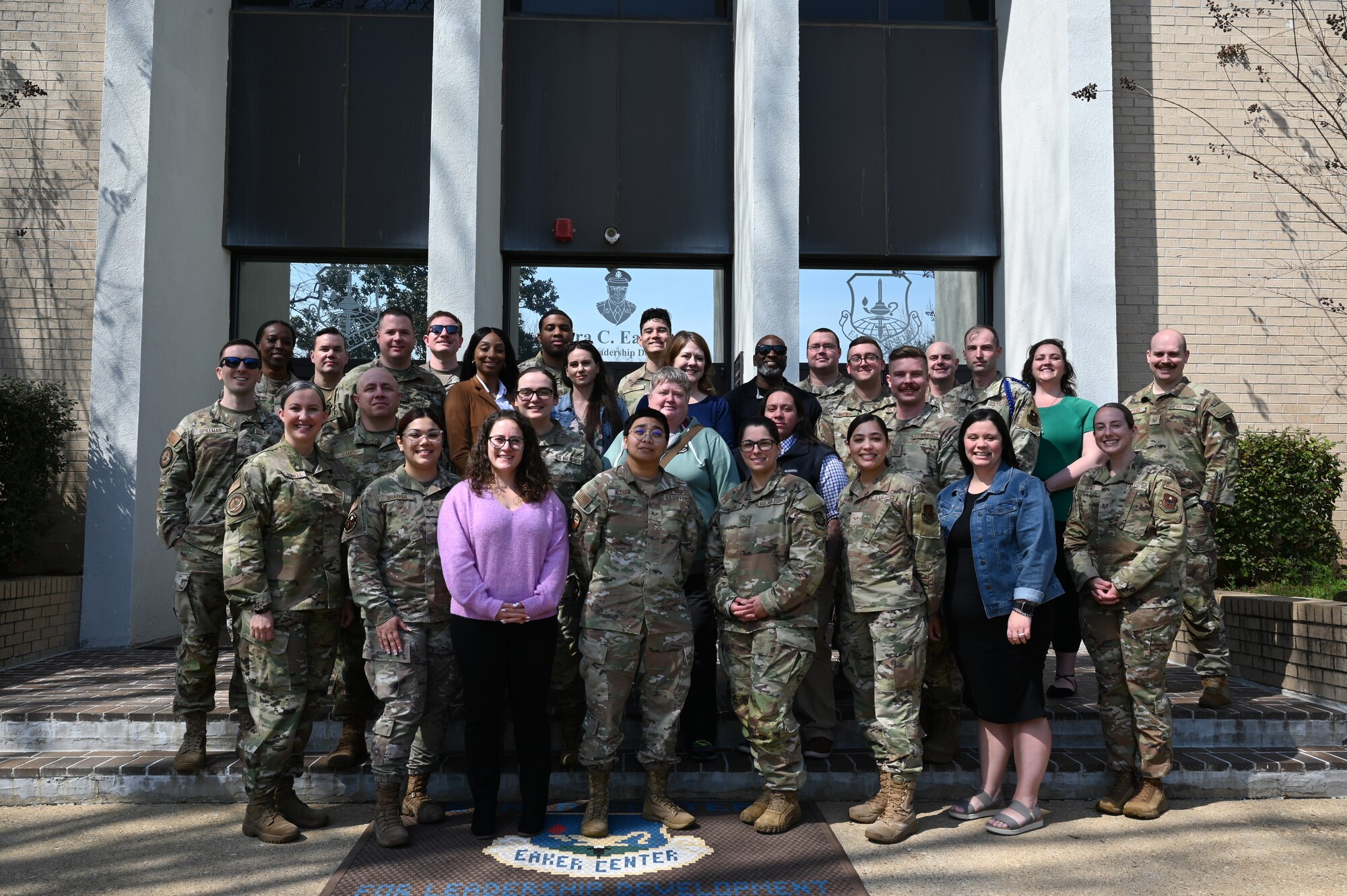 U.S. Airmen from the Force Support Professional Development School pose for a photo at Maxwell Air Force Base, Alabama, Feb. 26, 2025.