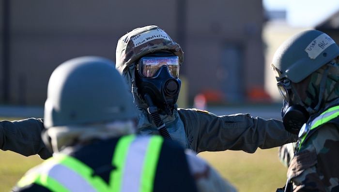 An Airman gets inspected.