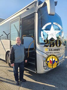Raffaele Pallaro is the Logistics Readiness Center Italy motor vehicle operator driver leader and an Italian local national employee with the U.S. Army. He said 250 years “is an incredible milestone, and for me it’s a great opportunity to be working for such an important and historical organization. Happy 250th birthday, U.S. Army!” (U.S. Army courtesy photo)
