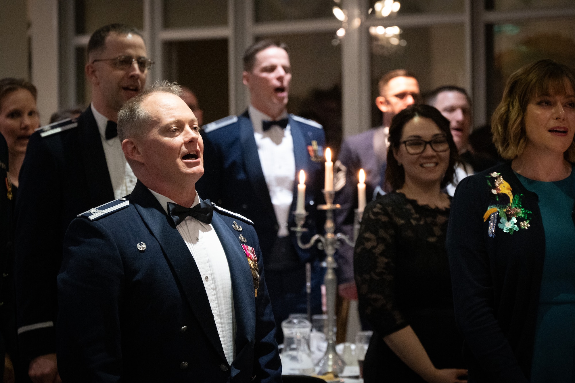 Pathfinders sing the U.S. Air Force song during the 501st Combat Support Wing annual awards ceremony