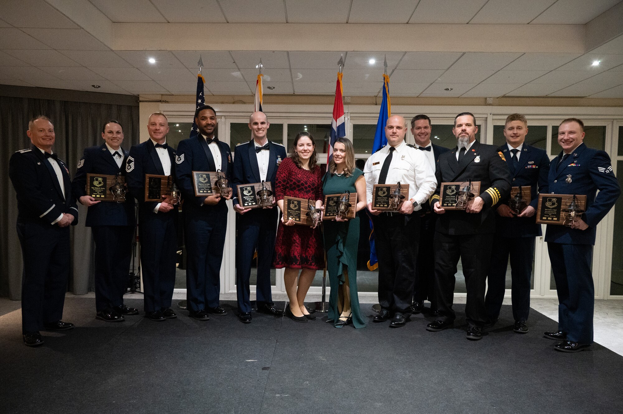 The 501st Combat Support Wing award winners pose for a photo