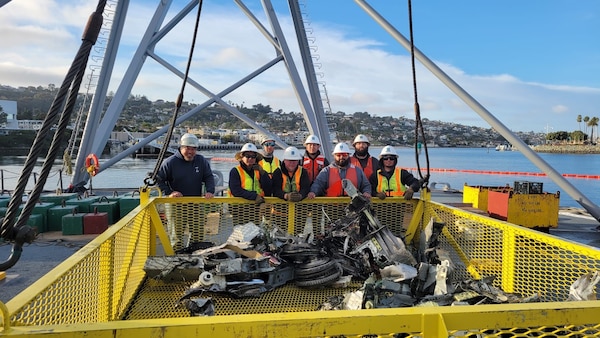 Naval Facilities Engineering Command Southwest completes the salvage operation of a U.S. Navy EA-18G Growler air asset from the Pacific Ocean.