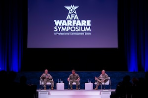 Lt. Gen. Thomas James, U.S. Space Command deputy commander, participates in a panel discussion at the Air & Space Forces Association Warfare Symposium on March 5, 2025, titled 